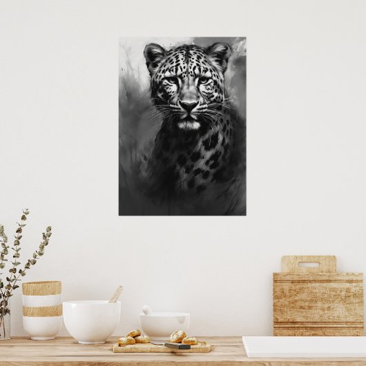 Poster Image Ai, Croquis Au Charbon. Leopard (Cuisine)