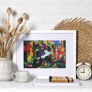 Poster Image avec du bétail par Franz Marc, Art Vintage
