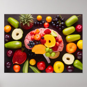 Poster Image conceptuelle du cerveau et des fruits