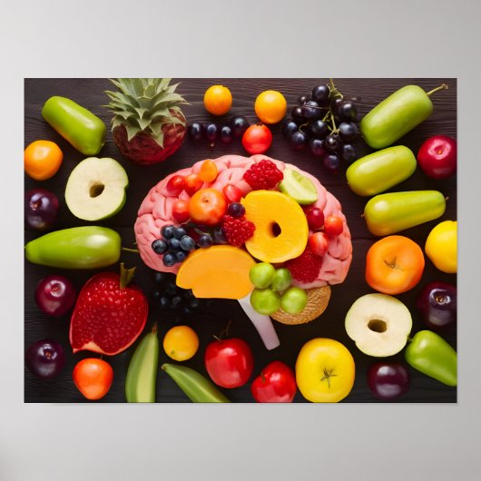 Poster Image conceptuelle du cerveau et des fruits (Devant)