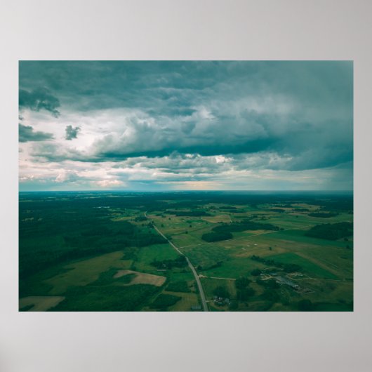Poster image de drone. vue aérienne de la zone rurale ave (Devant)