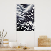 Poster Image de fleurs et d'une fusée dans le ciel (Cuisine)