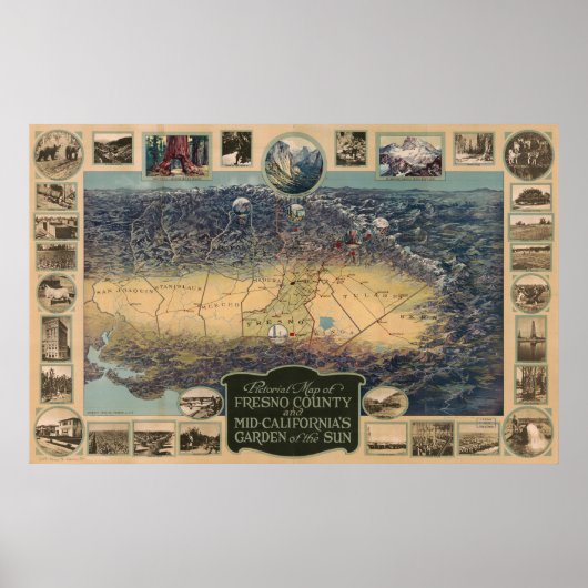 Poster Image de la carte Comté de Fresno, Jardin du Solei (Devant)