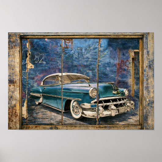 Poster Image de la Chevy '54 sur mur (Devant)