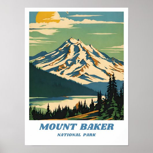 Poster Image de la forêt nationale Mount Baker Retro déc (Devant)