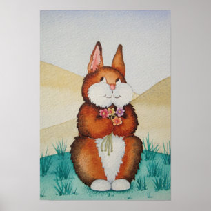 Poster image de lapin brun souriant
