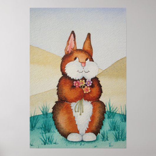 Poster image de lapin brun souriant (Devant)