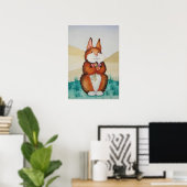 Poster image de lapin brun souriant (Bureau à domicile)