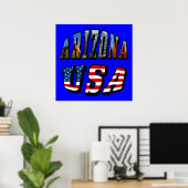 Poster Image de l'Arizona et texte du drapeau des États-U (Bureau à domicile)