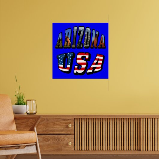 Poster Image de l'Arizona et texte du drapeau des États-U (Salon 2)
