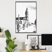 Poster Image de l'église au charbon de bois (Bureau à domicile)