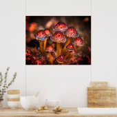 Poster Image de petits champignons sauvages sur le mur du (Cuisine)