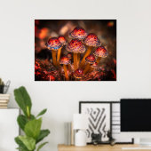 Poster Image de petits champignons sauvages sur le mur du (Bureau à domicile)