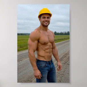 Poster Image de travailleur du bâtiment musclé n°1 Mini