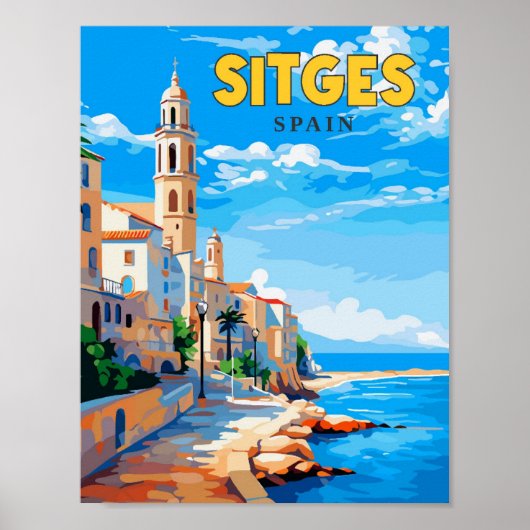 Poster Image de voyage vintage de Sitges Espagne (Devant)
