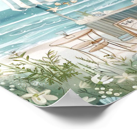 Poster image d'eau de la scène de plage mignonne (Coin)