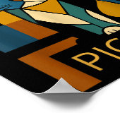 Poster Image drôle de chat Picatso - Style d'art cubisme (Coin)