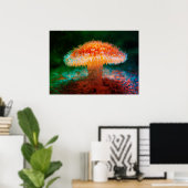 Poster Image d'un champignon sauvage sur le mur du fond d (Bureau à domicile)