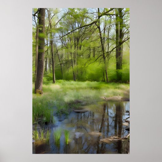 Poster Image d'un paysage forestier dans un marécage (Devant)