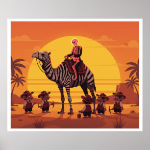 Poster Image Fantastique d'un Squelette Chevauchant un Ch