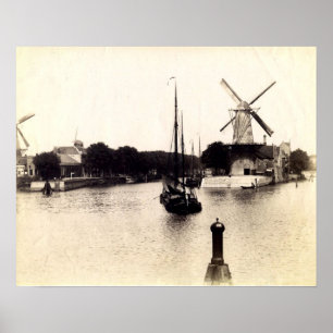 Poster Image néerlandaise vintage, moulin à vent de