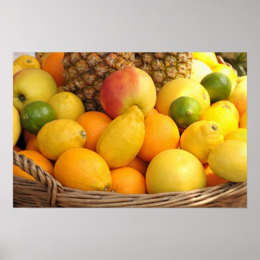 Poster Image rapprochée d'un panier avec des fruits (Devant)