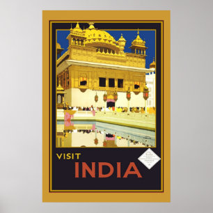 Poster Image rétro vintage de voyage Inde
