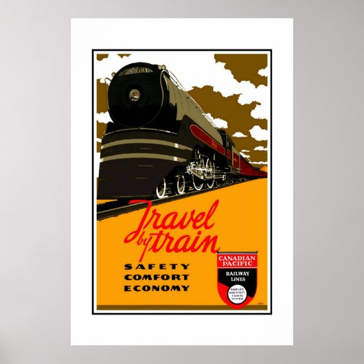 Poster Image Rétro Vintage Voyage en Train (Devant)