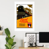 Poster Image Rétro Vintage Voyage en Train (Bureau à domicile)