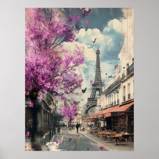 Poster Image romantique de Paris avec la tour Eiffel (Devant)