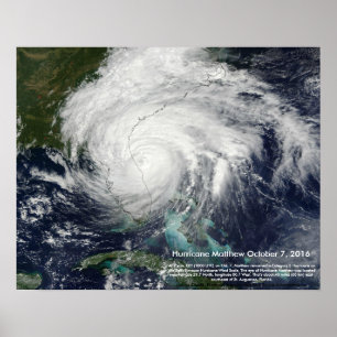 Poster Image satellite de l'ouragan Matthew par St. Augus