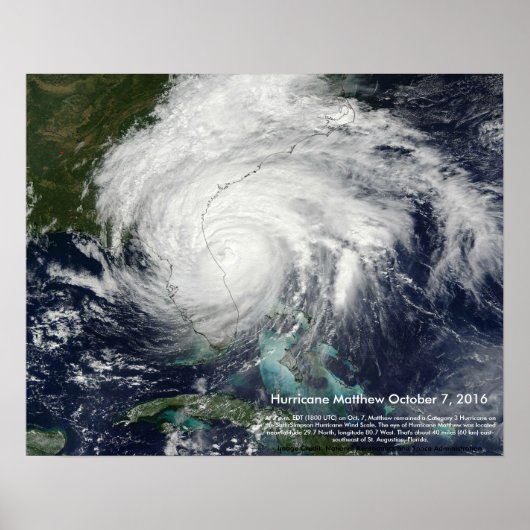 Poster Image satellite de l'ouragan Matthew par St. Augus (Devant)