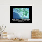 Poster Image satellite du delta du fleuve Mississippi (Cuisine)