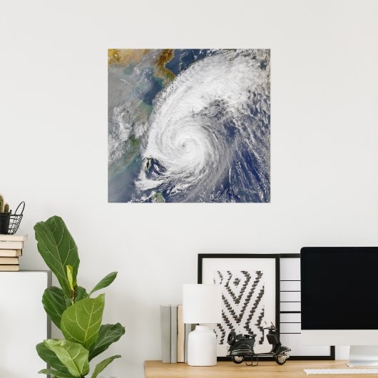 Poster Image satellite d'un typhon (Bureau à domicile)