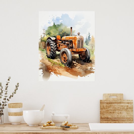 Poster Image TRACTOR-Aquarelle (Cuisine)