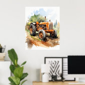 Poster Image TRACTOR-Aquarelle (Bureau à domicile)