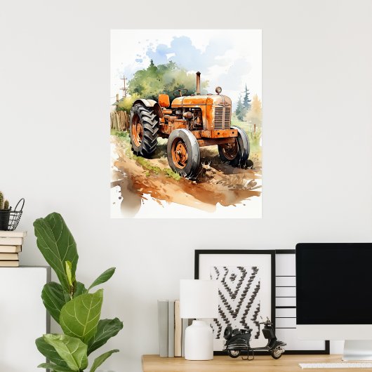 Poster Image TRACTOR-Aquarelle (Bureau à domicile)