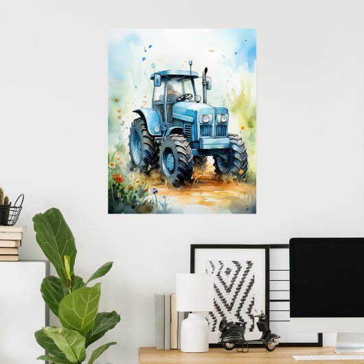 Poster Image TRACTOR-Aquarelle (Bureau à domicile)