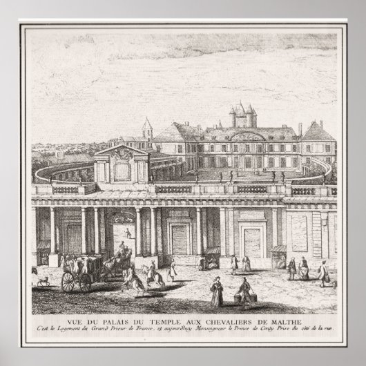 Poster Image vintage Palais des Templiers, Malte (Devant)