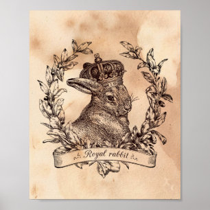 Poster Image vintage Papier tressé à la couronne de lapin