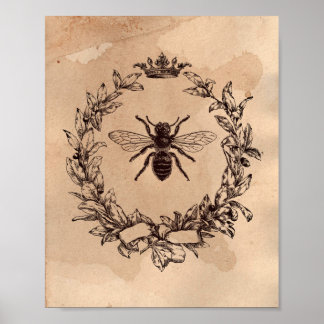 Poster Image vintage Queen Bee Honeybee Tea Sardé Papier