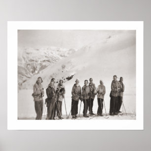 Poster Images de ski vintage, dames en ski