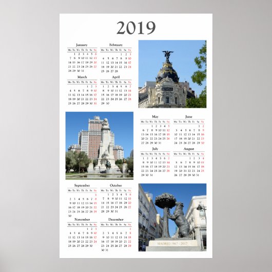 Poster Images du calendrier Madrid 2019 (Devant)