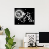 Poster Imaginaire à papillon floral noir et blanc (Bureau à domicile)