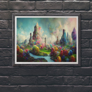Poster Imaginaire Alien coloré Nature Paysage
