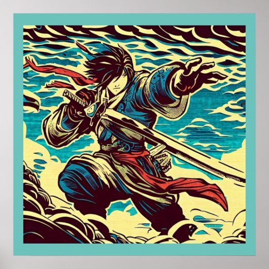 Poster Imaginaire Anime Hero 1 - Bois japonais (Devant)