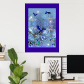Poster Imaginaire Art Blue Birds (Bureau à domicile)