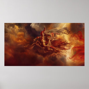 Poster Imaginaire art moderne or rouge tourbillon des nua