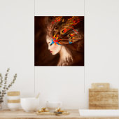 Poster Imaginaire Beau Printemps femme papillon (Cuisine)