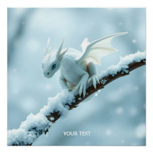 Poster Imaginaire Bébé blanc mignon Dragon
